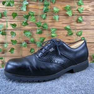 Cutter & Buck Men 10.5 Black Leather Oxford Dress Shoes Lace-Up Comfort Style